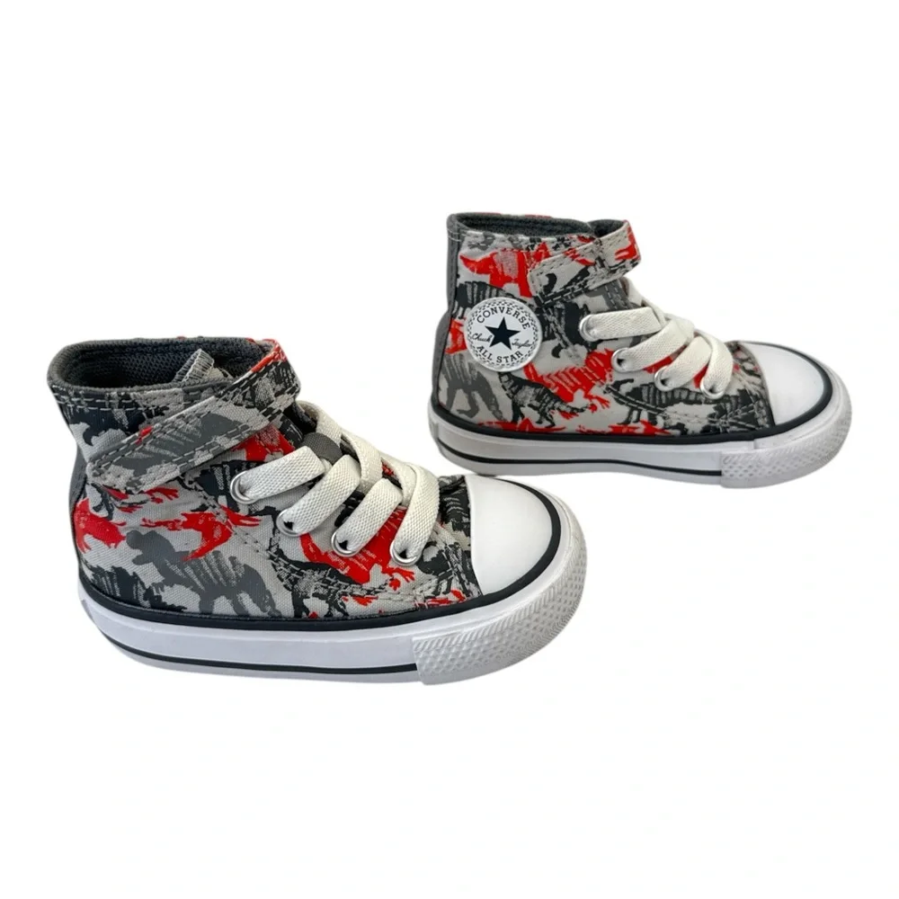Converse All Star Toddler Low Dinosaur Print Sneakers Shoes‎ Toddler, Size 4